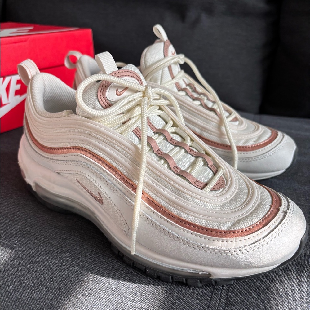 Nike Air Max 97 GS White with Metallic Accents - Picture 6 of 12